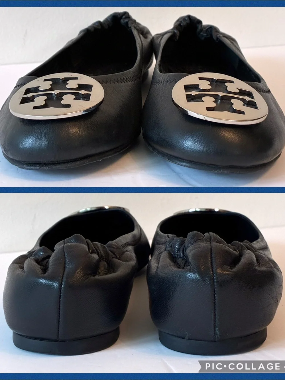 Tory Burch Black + Silver Reva Ballet Flat